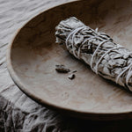 Sage on a smudging plate. Autumn Sage fragrance oil for soap and candle making. By Scentivore. 