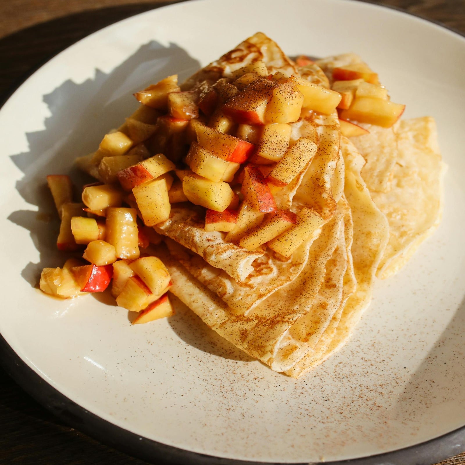 Apple crepe with caramel and apple slices. Caramel Apple fragrance oil by Scentivore.