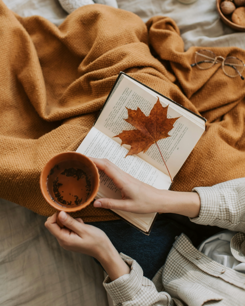 Reading a book while being tucked in a cashmere blanket. Cashmere fragrance oil by Scentivore.