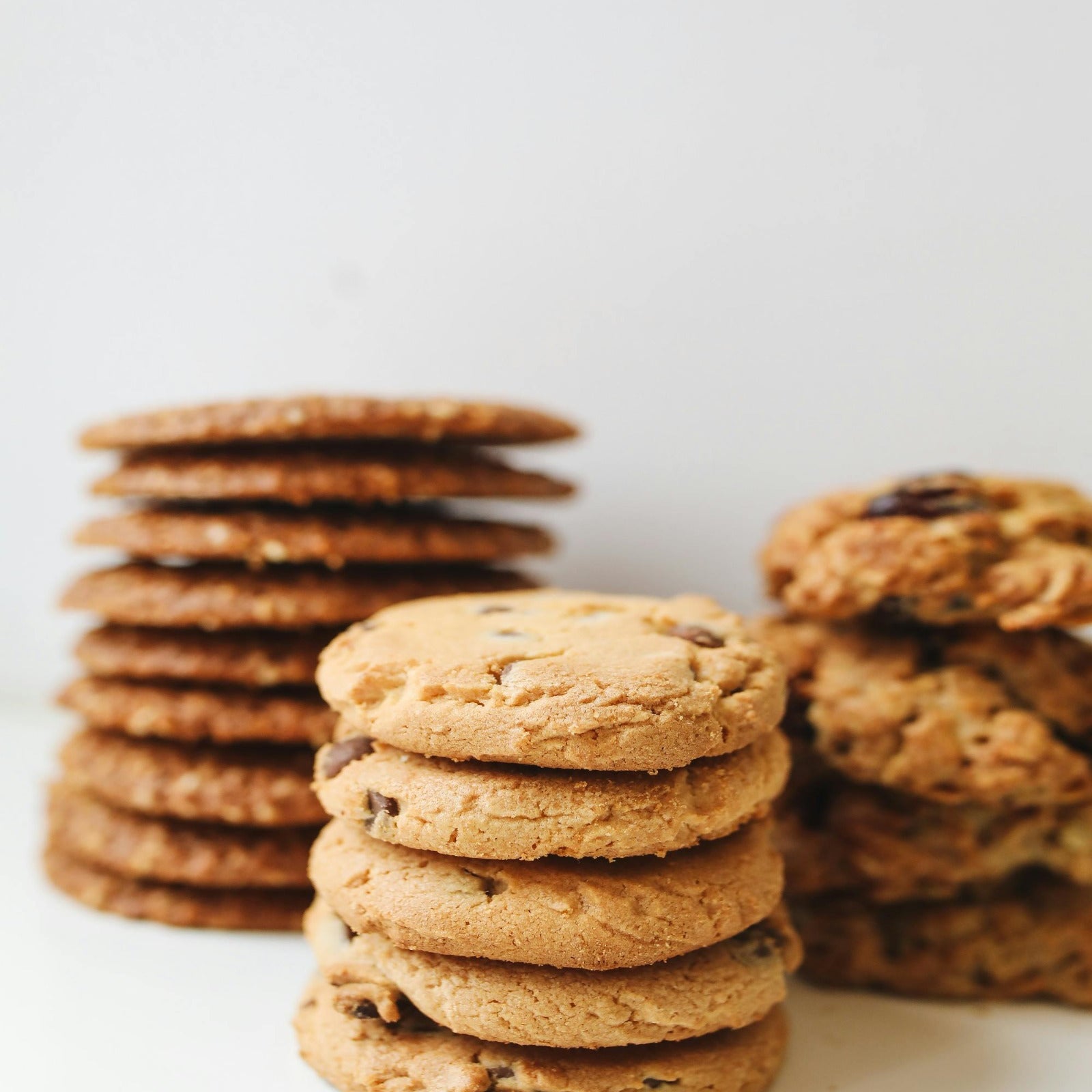 A stack of freshly made cookies. Cookie Crumble fragrance oil by Scentivore. 