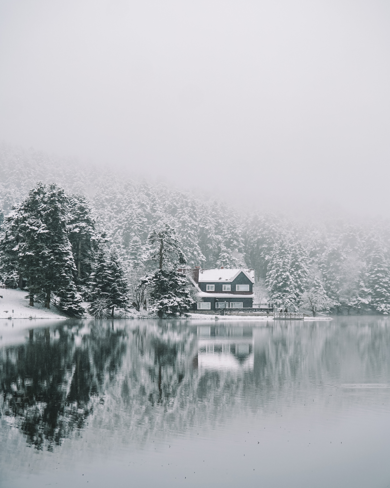 A view of a frozen lake house. Frozen Lake House fragrance oil for soap and candle-making. 