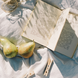 Pear and books. Pear + Musk fragrance oil for soap and candle making. Scentivore.