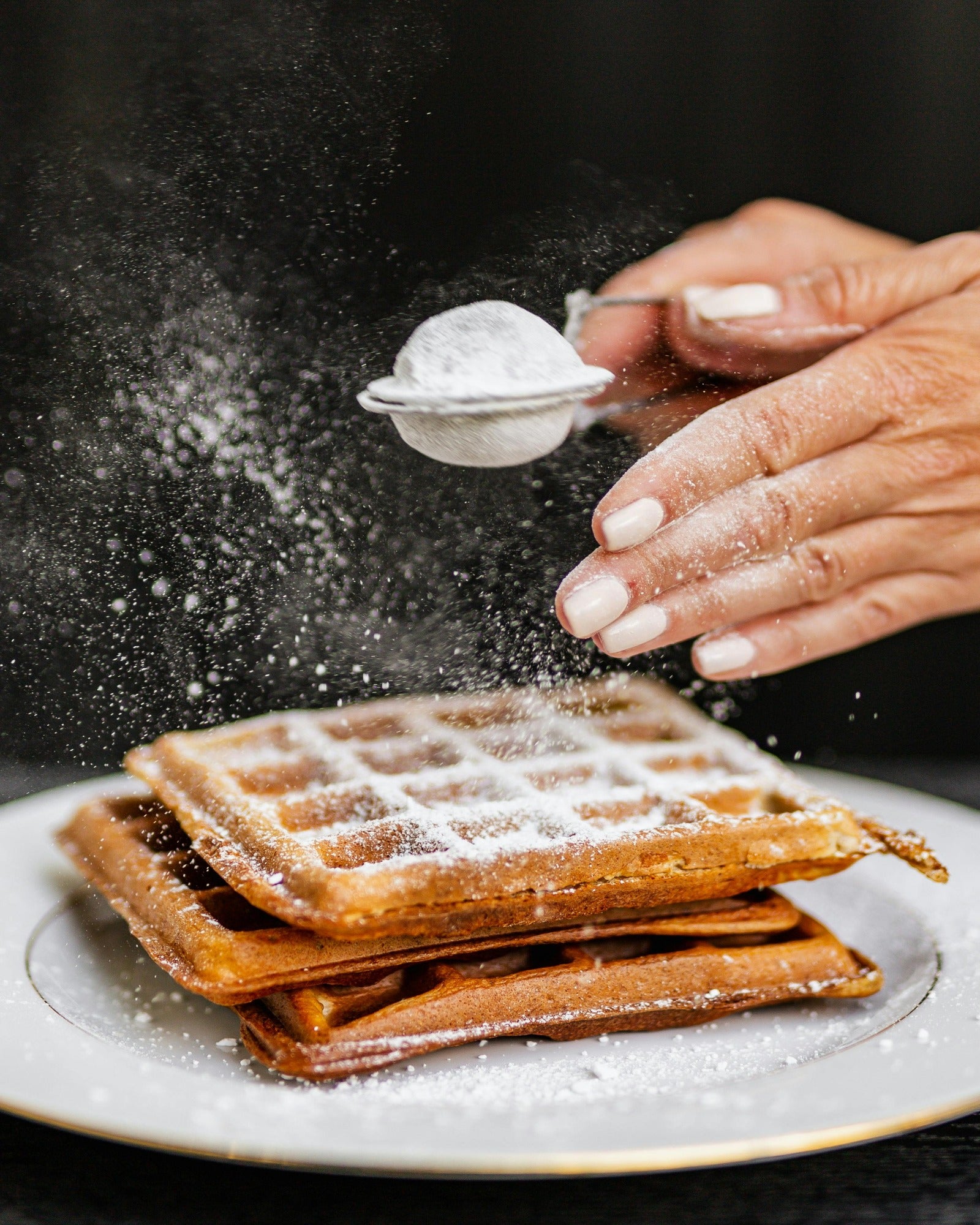 Waffles dusted by powdered sugar. Pumpkin Pecan Waffles fragrance oil by Scentivore. 