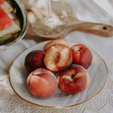 Peaches on the table. Summer Peaches & Vanilla fragrance oil Scentivore. 